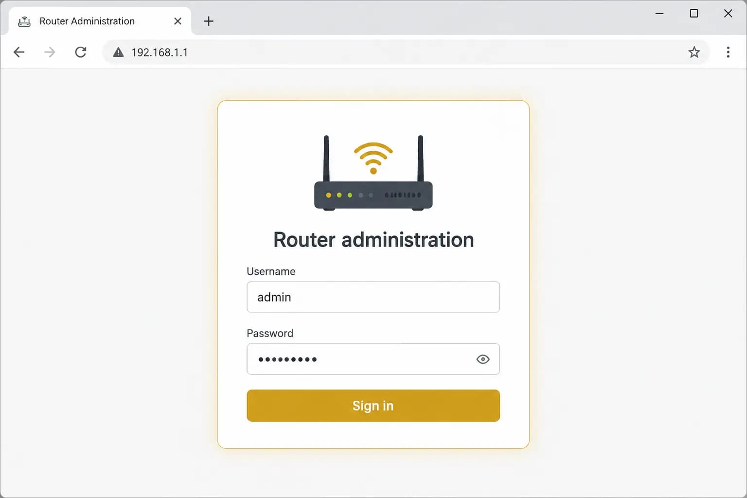 Screenshot: a typical home router admin login page.